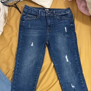 Wax Jean Dark Indigo Distressed Skinny Jeans